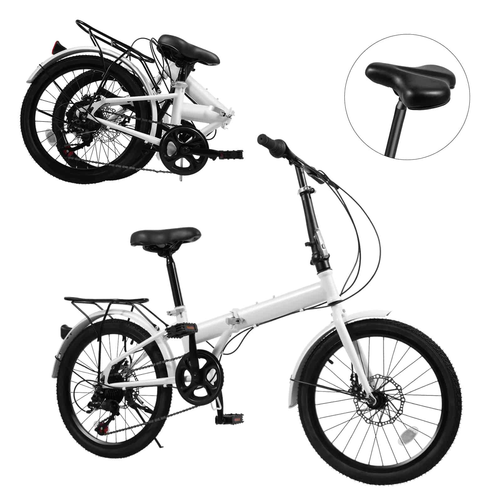 自転車本体 New Folding Bicycle 20-inch 20 Inch Folding Bike, Foldable Bicycle with 7 Speed Gears, Height